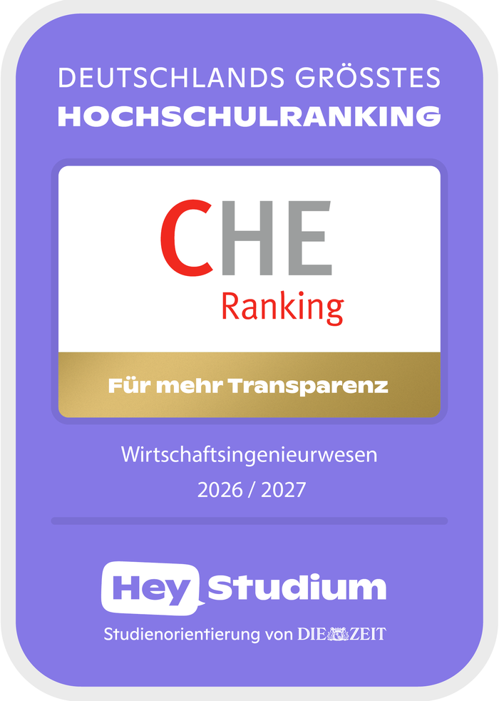 CHE Ranking 2026 Siegel - Wirtschaftsingenieurwesen | © Die Zeit / HeyStudium