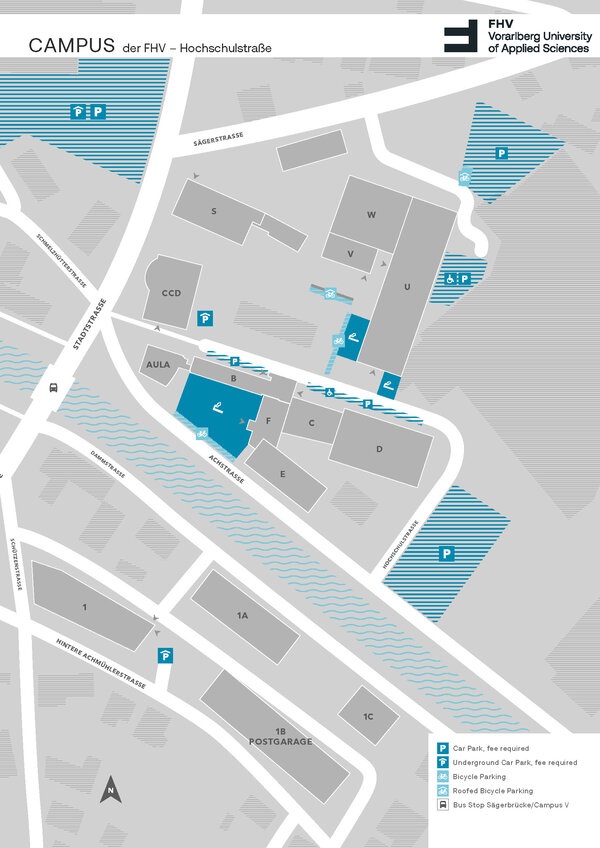 FHV Campusplan Illustration mit Begegnungszonen