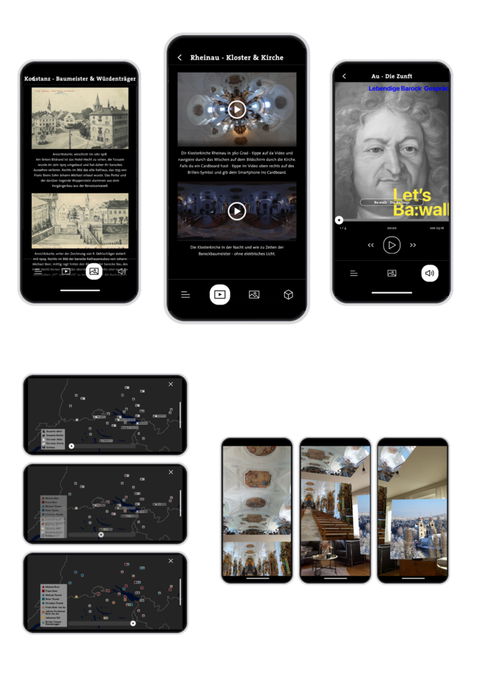 Screens von Smartphones mit Augmented und Mixed Reality Elementen, Fachbereich Gestaltung FHV | © ©fachbereich-gestaltung-fhv