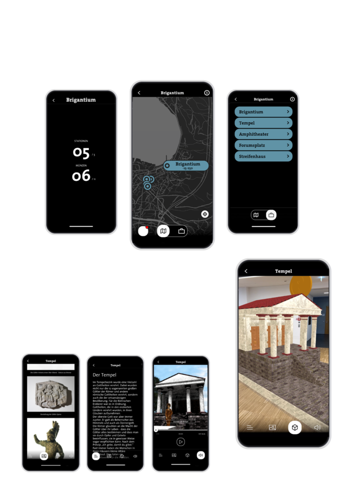 Digital InAndOut 04 | © FHV Screens of smartphones with augmented and mixed reality elements | © FHV