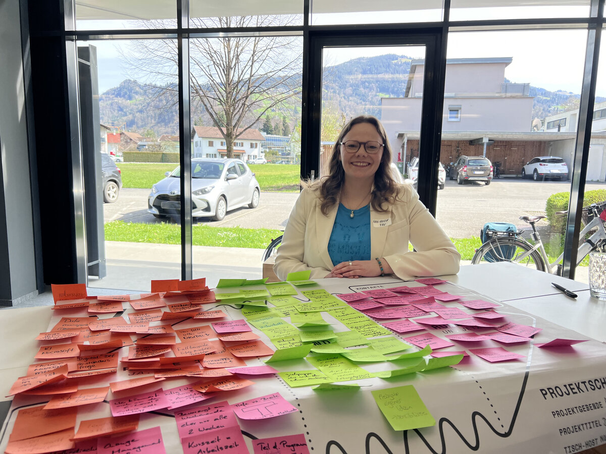 Ann-Kristin hinter dem ausgearbeiteten Plakat | © FHV