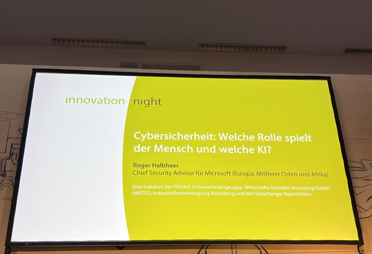 Folie eines Vortrags über Cybersicherheit