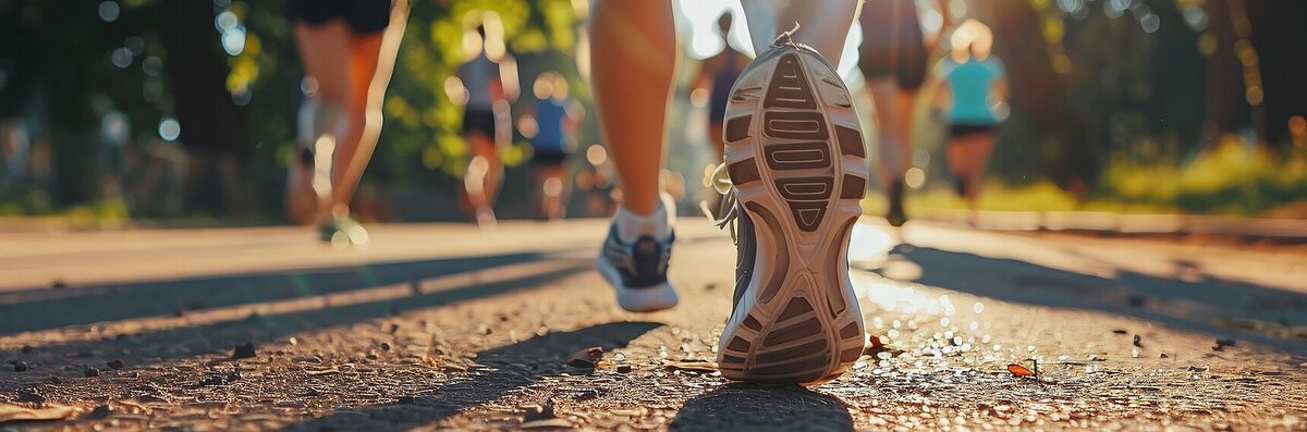 Rear view of a running athlete in a sunny summer park | © Ruslan