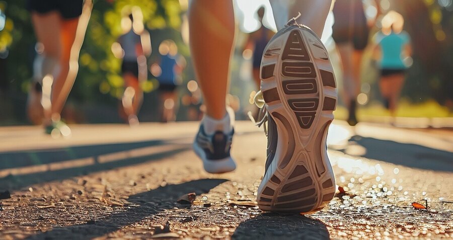 Rear view of a running athlete in a sunny summer park | © Ruslan