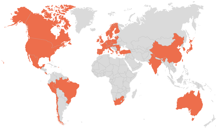 Internationales Partnernetzwerk der FHV - Weltkarte | © FHV