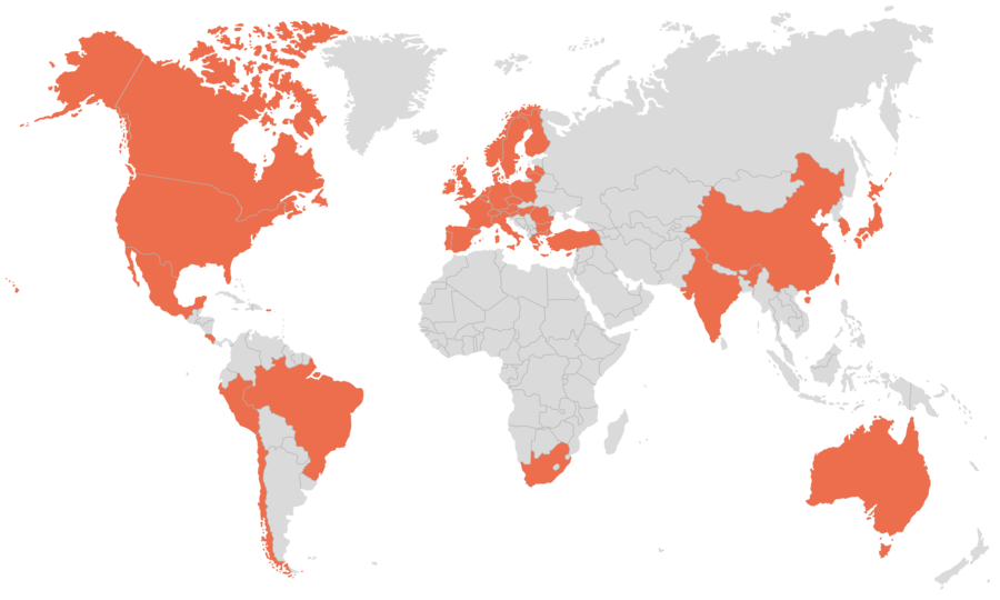 Internationales Partnernetzwerk der FHV - Weltkarte | © FHV Internationales Partnernetzwerk der FHV - Weltkarte | © FHV